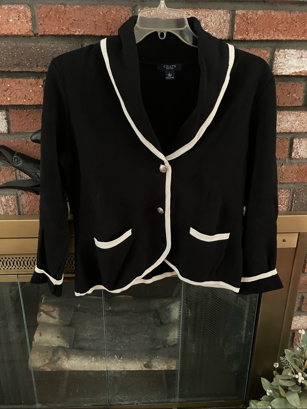 Chaps Black & White Knit Cardigan Blazer Size Large